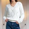 Women's Long Sleeve Openwork Knit Sweater Casual Pullover
