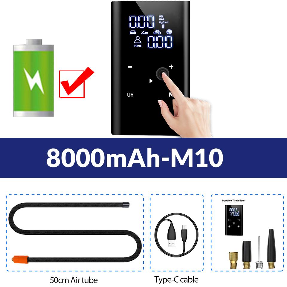 E-ACE Portable Air Pump, an 8000mAh Wireless Auto - Compressor with 150PSI, Functions As an Air Injector for Car Tyres, Bicycles and Balls.