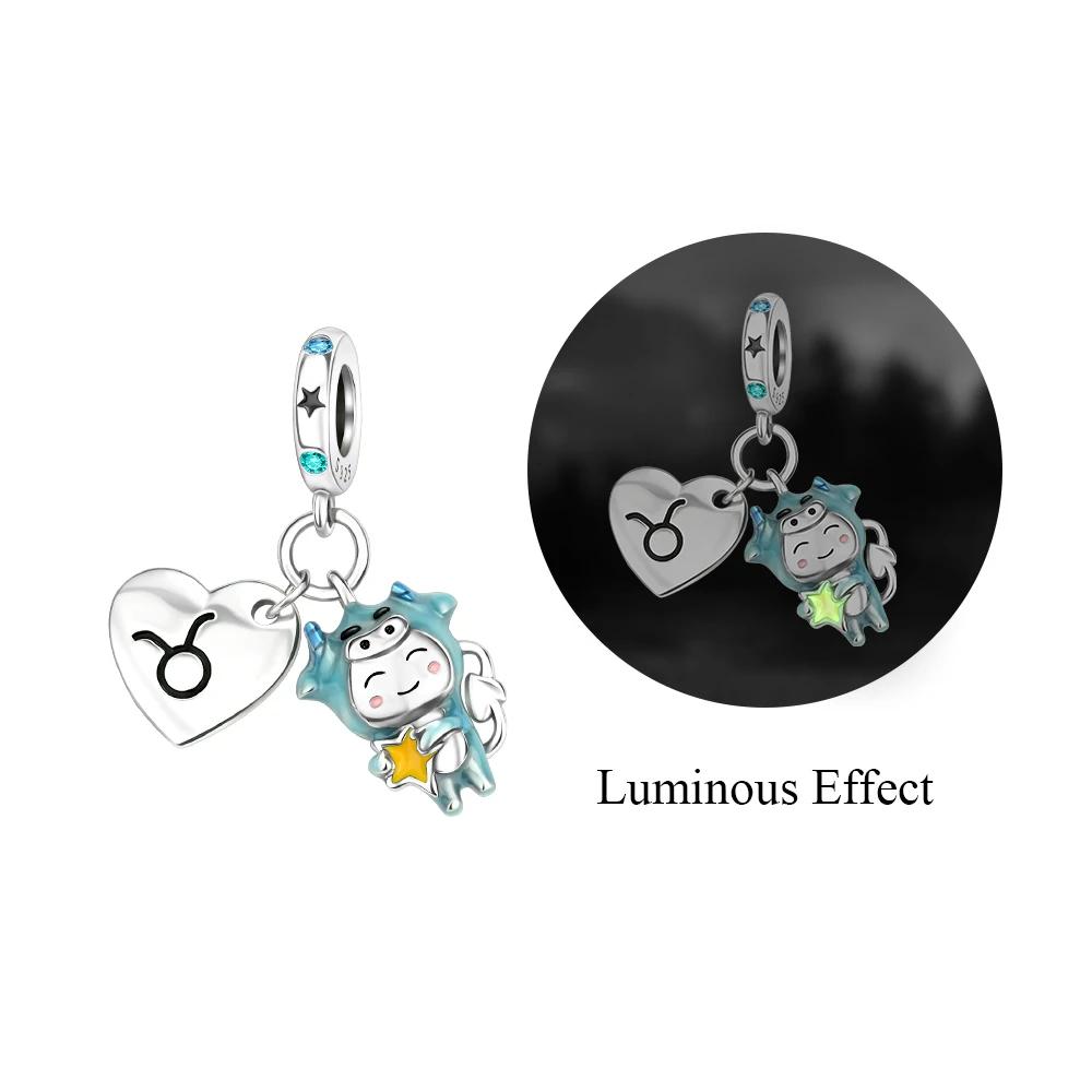 Copper 12 Constellations Collection Luminous Charm Bead Charms Star Shape Bead Compatible With Authentic Bracelets Do It Yourself Fine Jewellery Festi