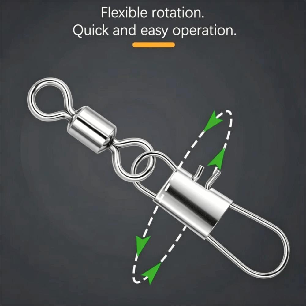 50pcs with Interlock Snap Fish Rolling Swivel Steel Fishing Swivel Fish Interlock Snap  Fishing