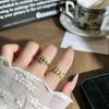 Vintage Gilded Floral Filigree Sapphire Zircon Ring for Women: Brightens Skin, Noble, Stackable, Light Luxury