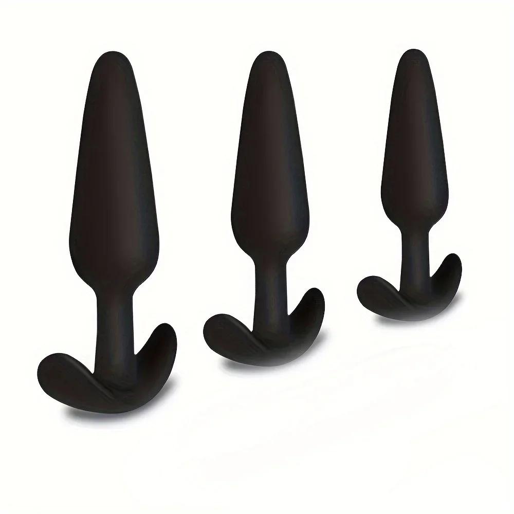 3 Sizes Anal Plug Soft Silicone Butt Plug Bullet Vibrator Stimulator Adult Sex Toys for Men/Women Anal Prostate Massager for Gay