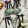 Lady 2 Pieces Lingerie Bowknot See Through Sexy Butterfly Bra Panty Girl Intimate Underwear Set