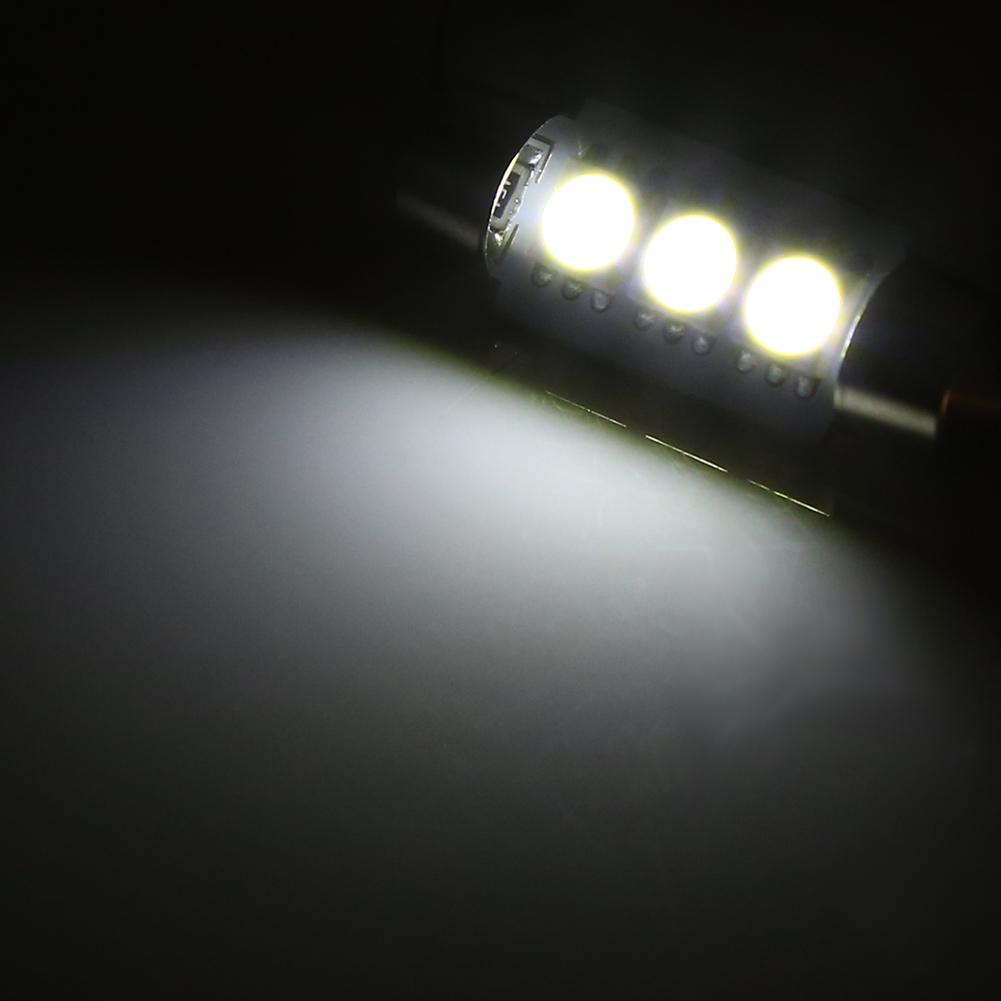 10PCS 36MM 12V 3 SMD 5050 LED Festoon Dome Car Light Bulbs Interior Lamp White