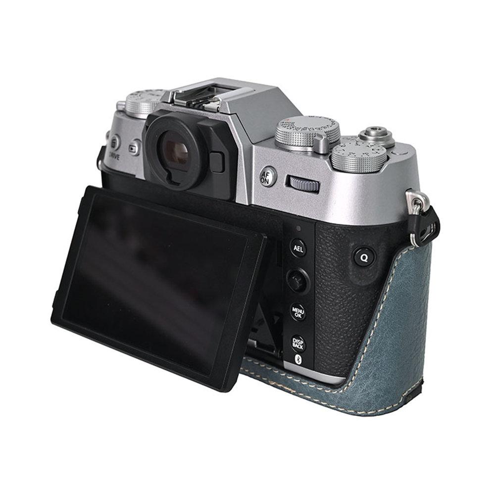 Litchi Pattern PU Leather Camera Half Case for Fujifilm XT50 Fuji X-T50 Bottom Battery Opening Magnetic Cover