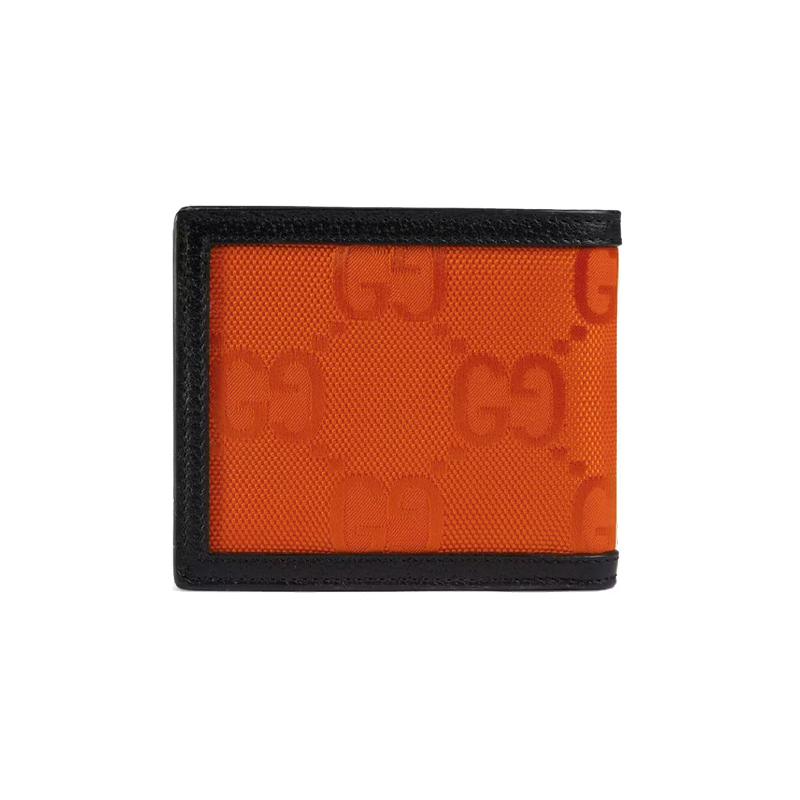 Gucci Off The Grid Presbyopia Logo Front Logo Nylon Leather Wallet Men's Orange/Black