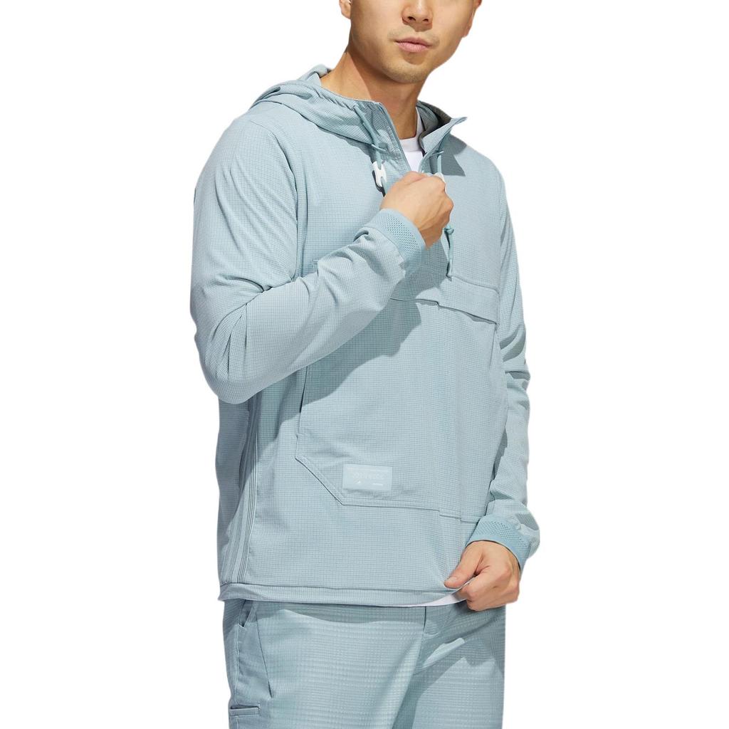 adidas Einfarbiger Logo-Kapuzenpullover mit Kordelzug Herren Oberteile Blau HB6431