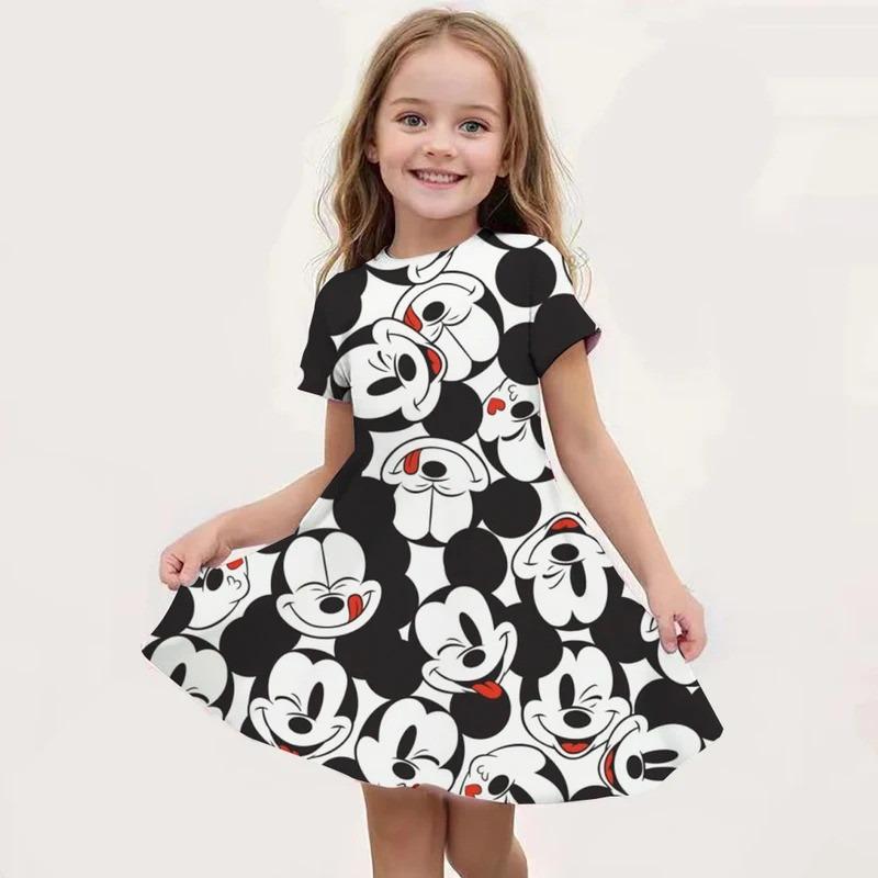 Cartoon Minnie Mouse Printed Dress Girls Summer Fashion One-piece Dress Kids 110