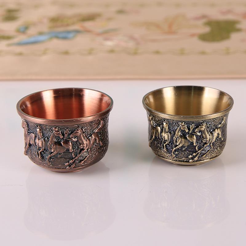 High-grade Bronze Kung Fu Tea Set Teacup Chinese Wedding Banquet Wine Set Dragon and Phoenix Tea Set Business Gift