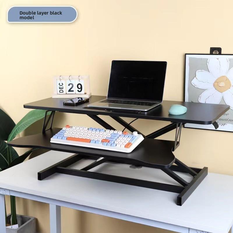 Pneumatic Standing Desk Laptop Table Foldable Adjustable Height Office Desktop Riser for Computer Notebook Workstation