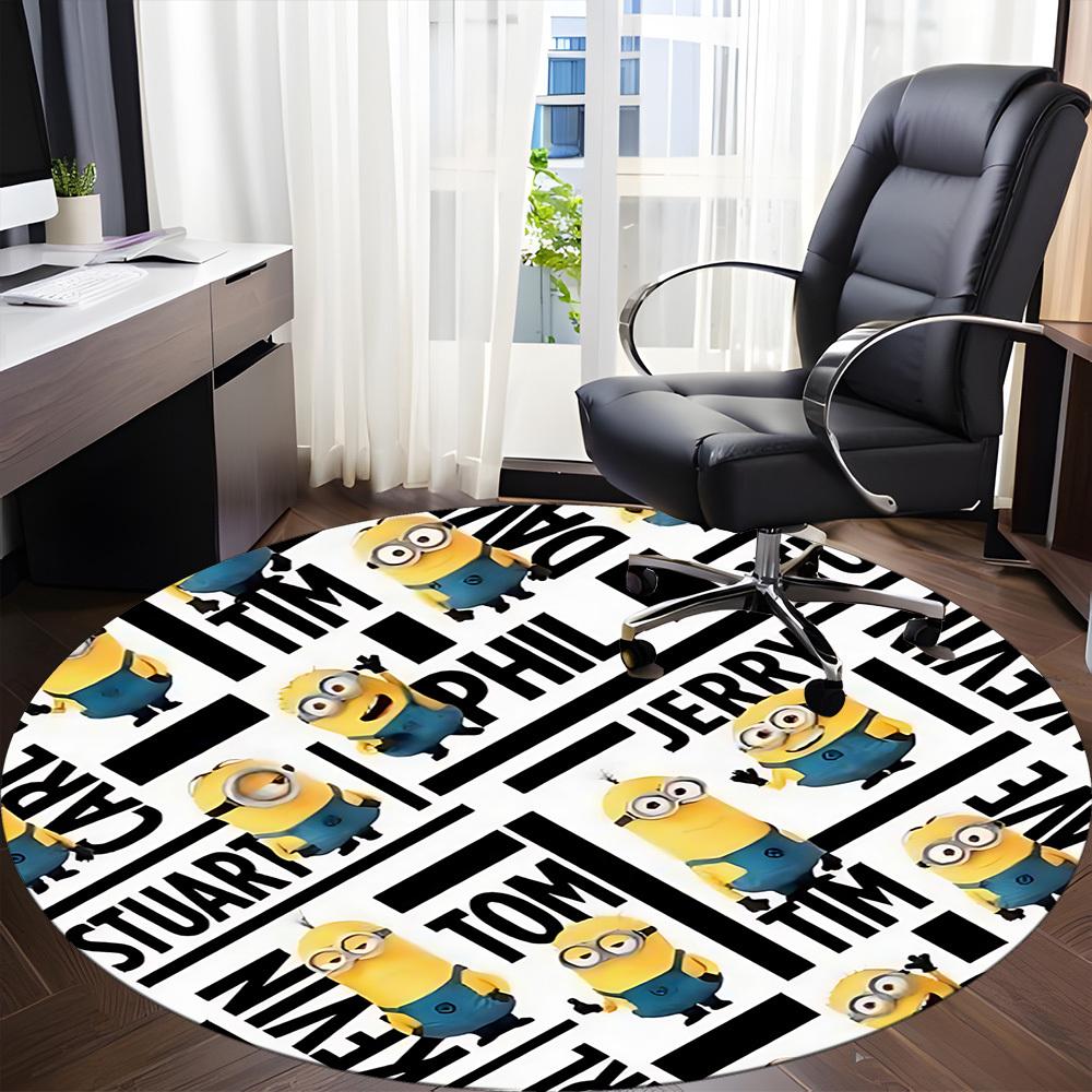 1PC Minions Characters Office Round Area Rug, Indoor Mat Suitable For Office, Under Office Chairs Bedroom Living Room Home Decor, Room Deco1101