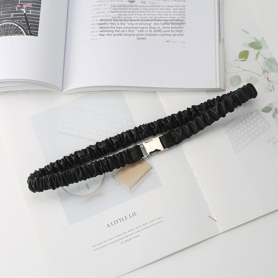 Elegant Leather Waist Strap For Men Women With Simple Tuck Closure For Office And Casual Looks Black A