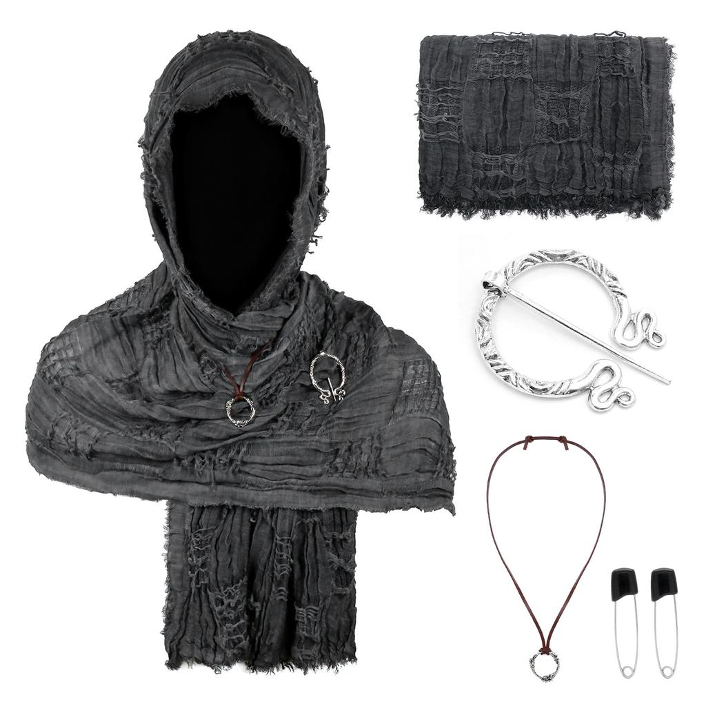 Cloak Costume Cape with Damaged Scarf Cosplay Prop for Men Women Adults Halloween - for Halloween Parties and Cosplay Events