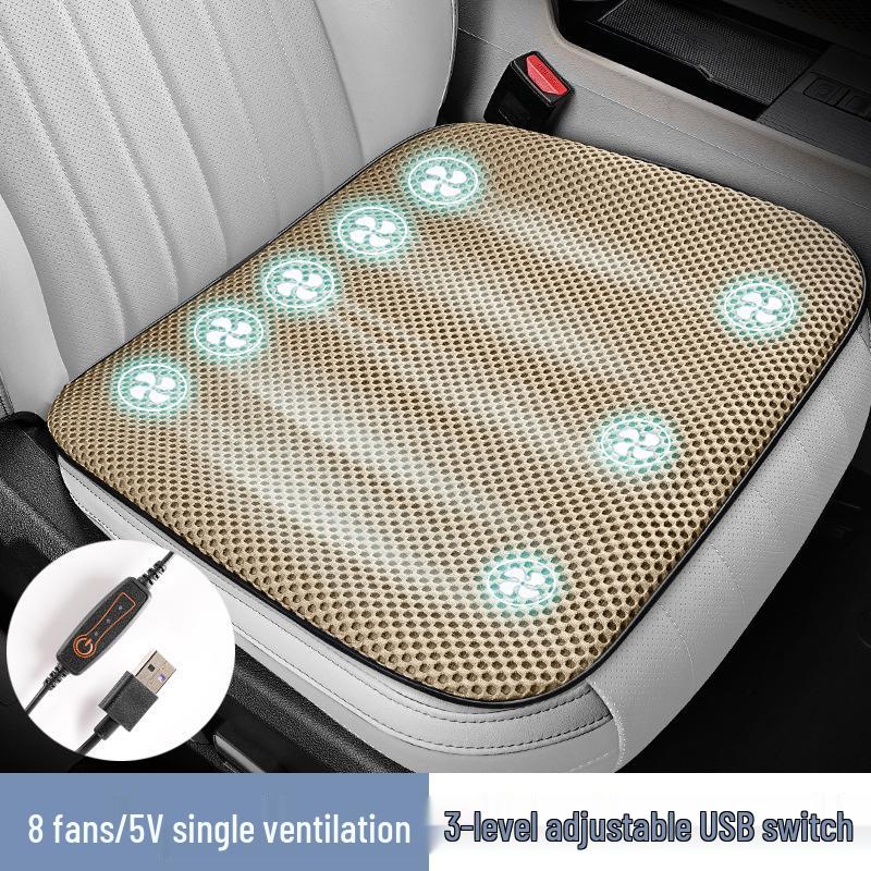 2024 USB Ventilated Cooling Pad: Ice Silk Blower Seat Cushion for Car and Office