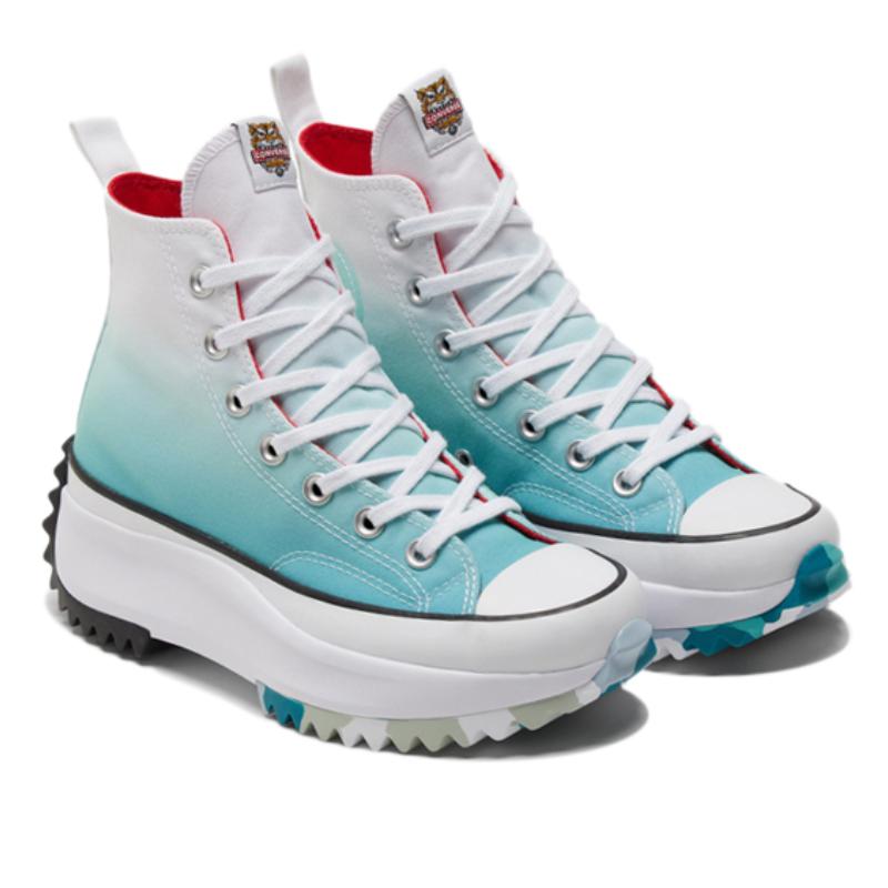 Converse Run Star Hike New Year's Water Tiger Series Water Ripple Design High Top Canvas Shoes Unisex White and Blue