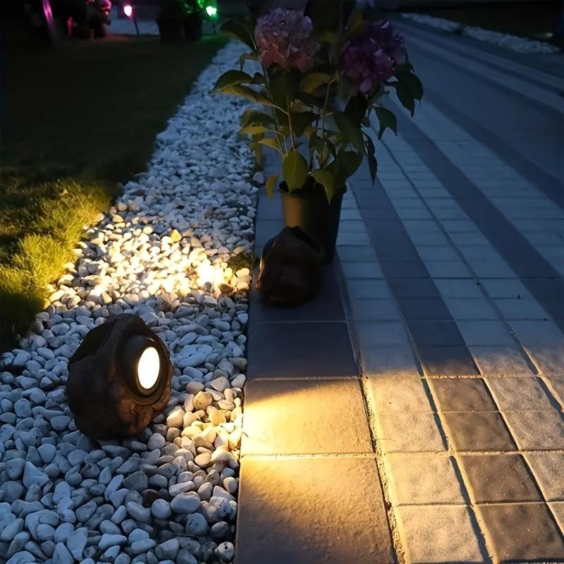 Rock Solar Spot Lights Solar-Powered Stone Garden Lamp for Outdoor Pathway Yard Christmas Lawn Decor Waterproof Landscape Light