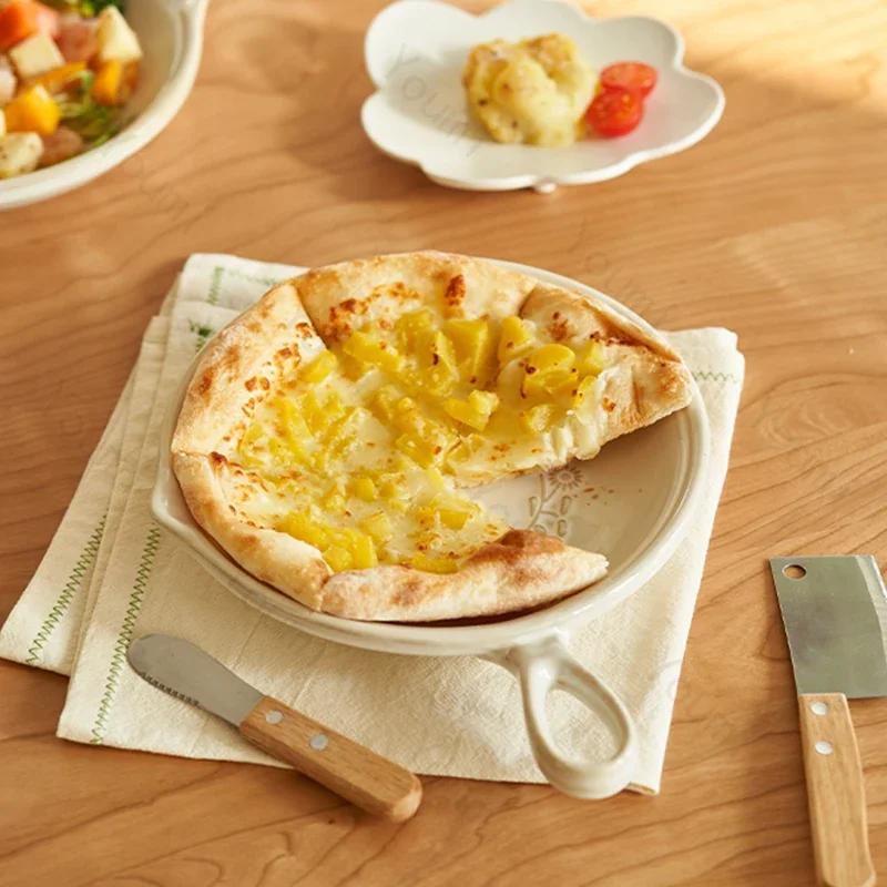 Einfarbige Relief-Keramikteller Modischer Japanischer Stil Speiseteller Haushalt Snack Früchte Teller Exquisites Geschirr