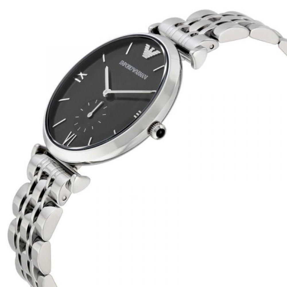 Emporio Armani AR1676 Herrenuhr mit schwarzem Zifferblatt