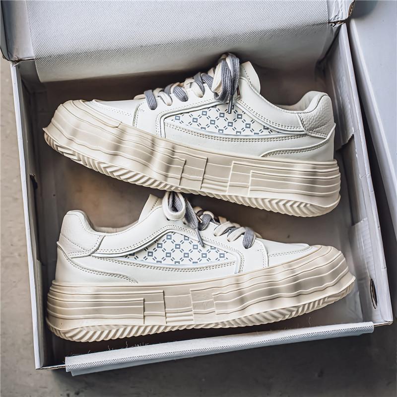 

Мужская обувь Guochao уродливые милые туфли с большой головой 2025 года, новые модные туфли для скейтбординга на платформе Harajuku, увеличивающие рост, повседневные туфли из денима 39 бежевый