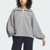 Adidas All Szn Fleece Half-Zip Top Solid Color Letter Embroidery Detail Sports Half-Zip Jacket Women Tops Medium-Heather-Gray IZ4560