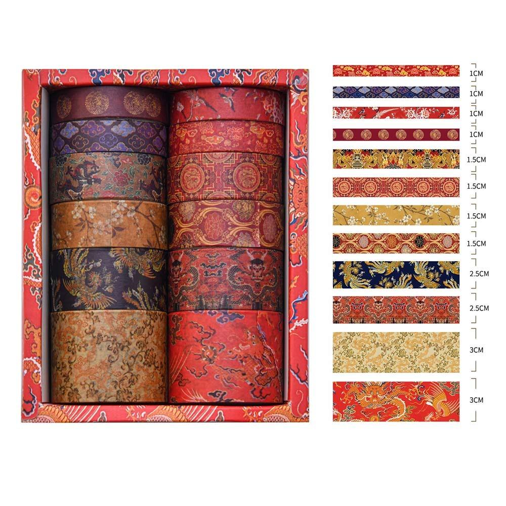 

12Rolls Exquisite Design Washi Tape Set Scrapbooking Vintage Style Wrapping Washi Tape Decorative Pattern Gift Wrapping