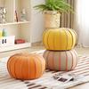 Leather Low Stool Luxury Pumpkin-Shaped Ottoman Cute Round Footrest for Living Room Sofa Shoe Changing Entryway Decor