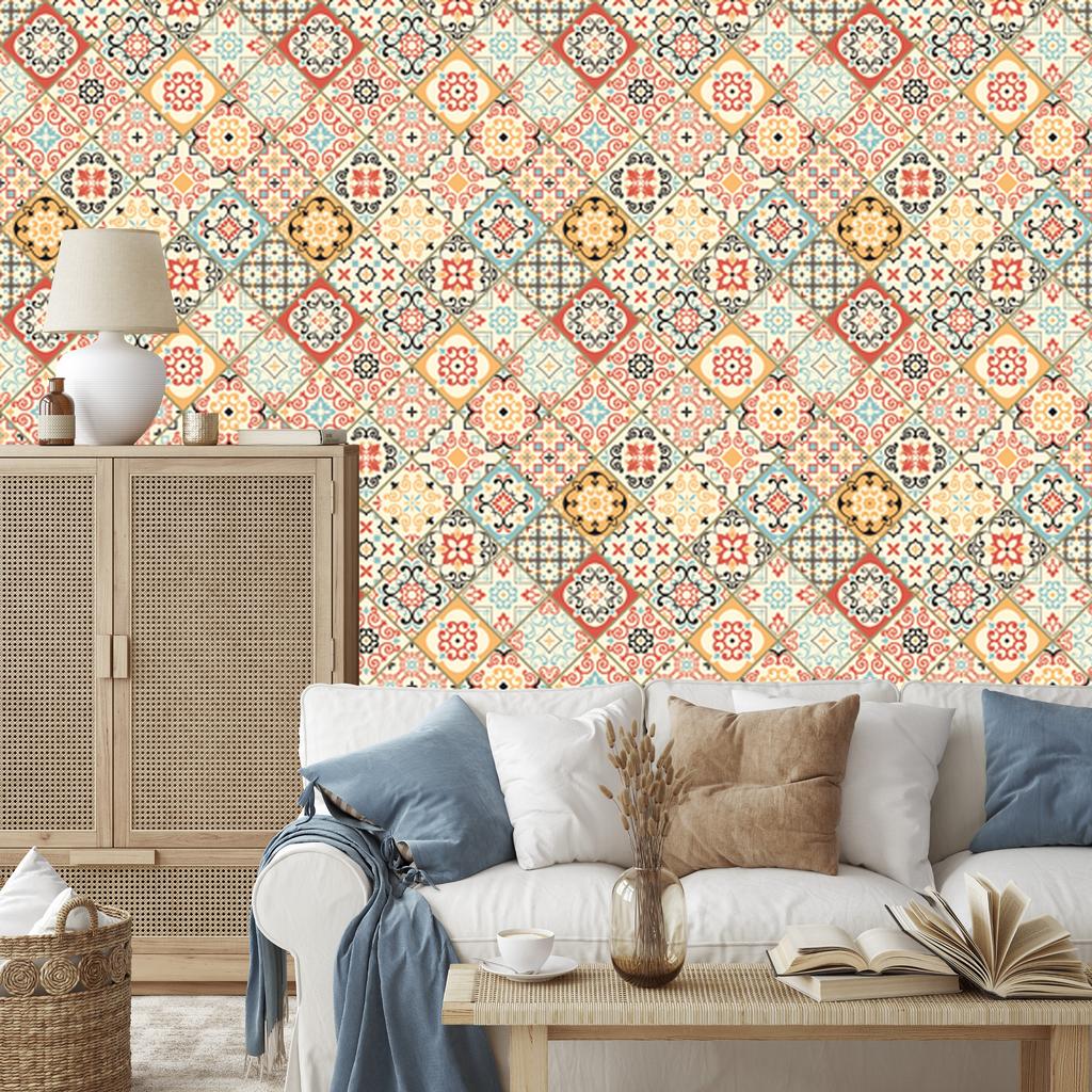 Wallpaper Imitation oriental mosaic tiles for living room and bedroom 50x1000