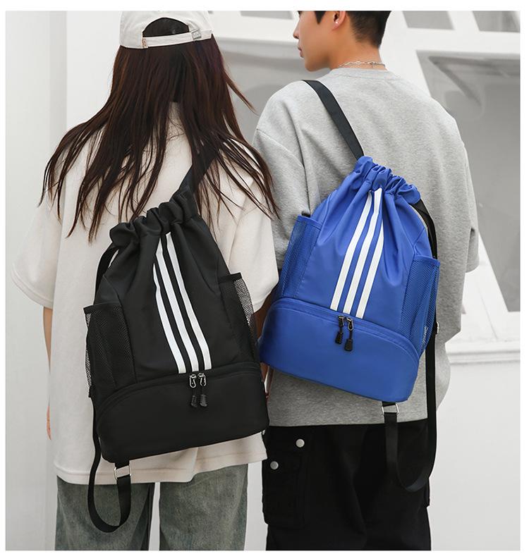 Multi-Sport Backpack: Badminton Racket, Basketball, Sneakers, Football, Swimming Gear, Drawstring, Large Capacity
