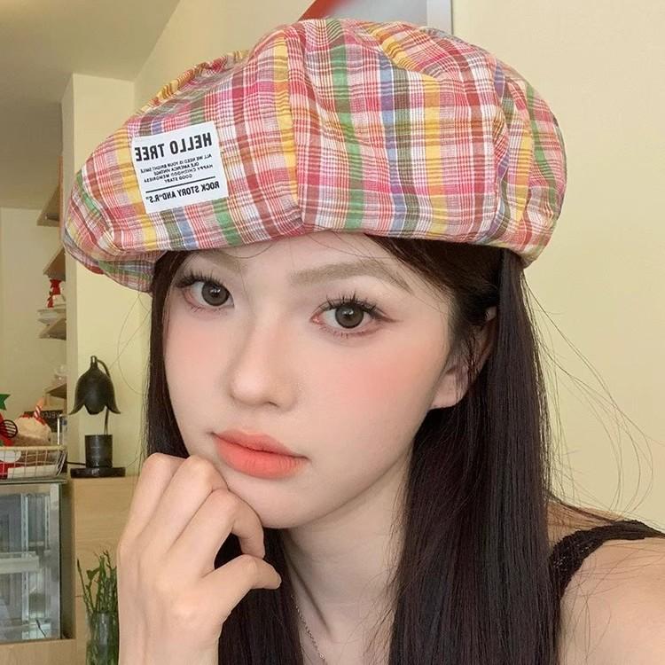 2025 Summer Women's Rainbow Octagonal Beret - Lightweight, Sweet, Face-Slimming Painter's Hat