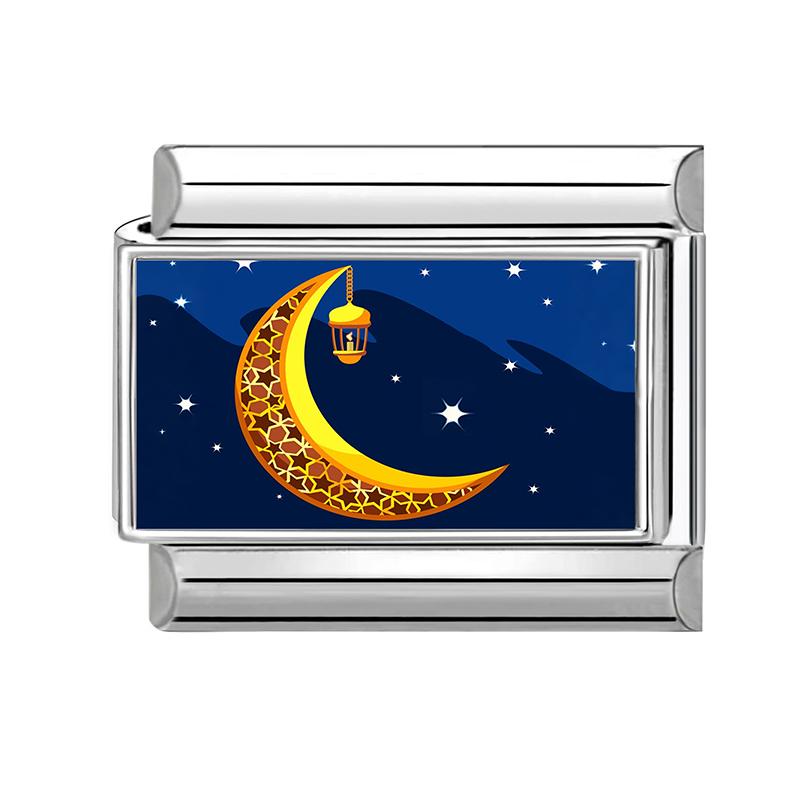 New Classic Hari Raya Haji Element Moon Sheep Pattern Italian Charm Links Fit 9mm Bracelet Stainless Steel DIY Making Jewelry