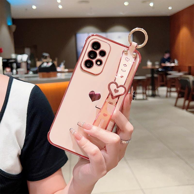 Applicable To Samsung A53 Side Love Wristband Bracket Mobile Phone Case S24ULTRA Electroplating Anti-drop S23U Soft Protection