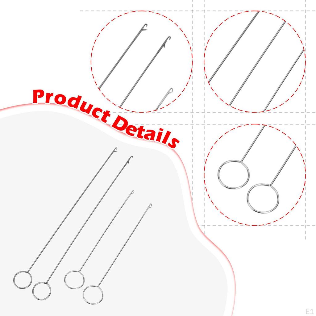 4x Sewing Loop Turner Hook Threader Smooth Threading Metal for Tube Straps Belts Strips Tongue