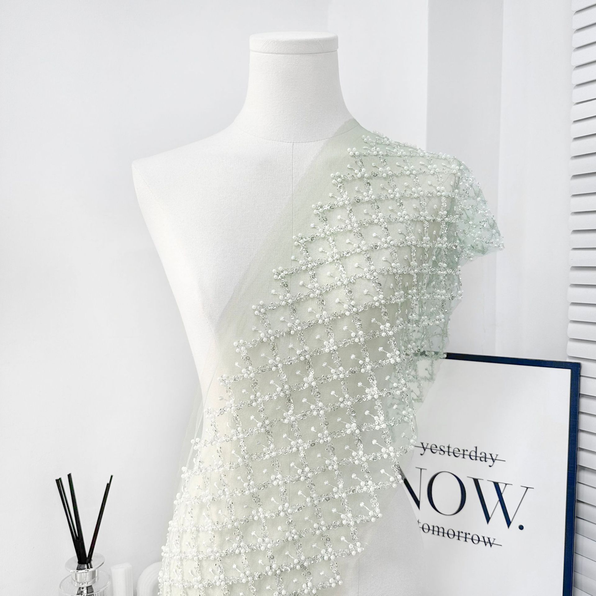 

Mesh Rhombus Beaded Sequins Decorative Clothing Dress Dress Wedding Decoration Lace Accessories TL01L #11 color