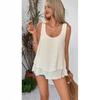 Nová vesta, bez ramínek, tílko bez rukávů s dvojitou vrstvou a okrajem z černého houby, top, dámské oblečení