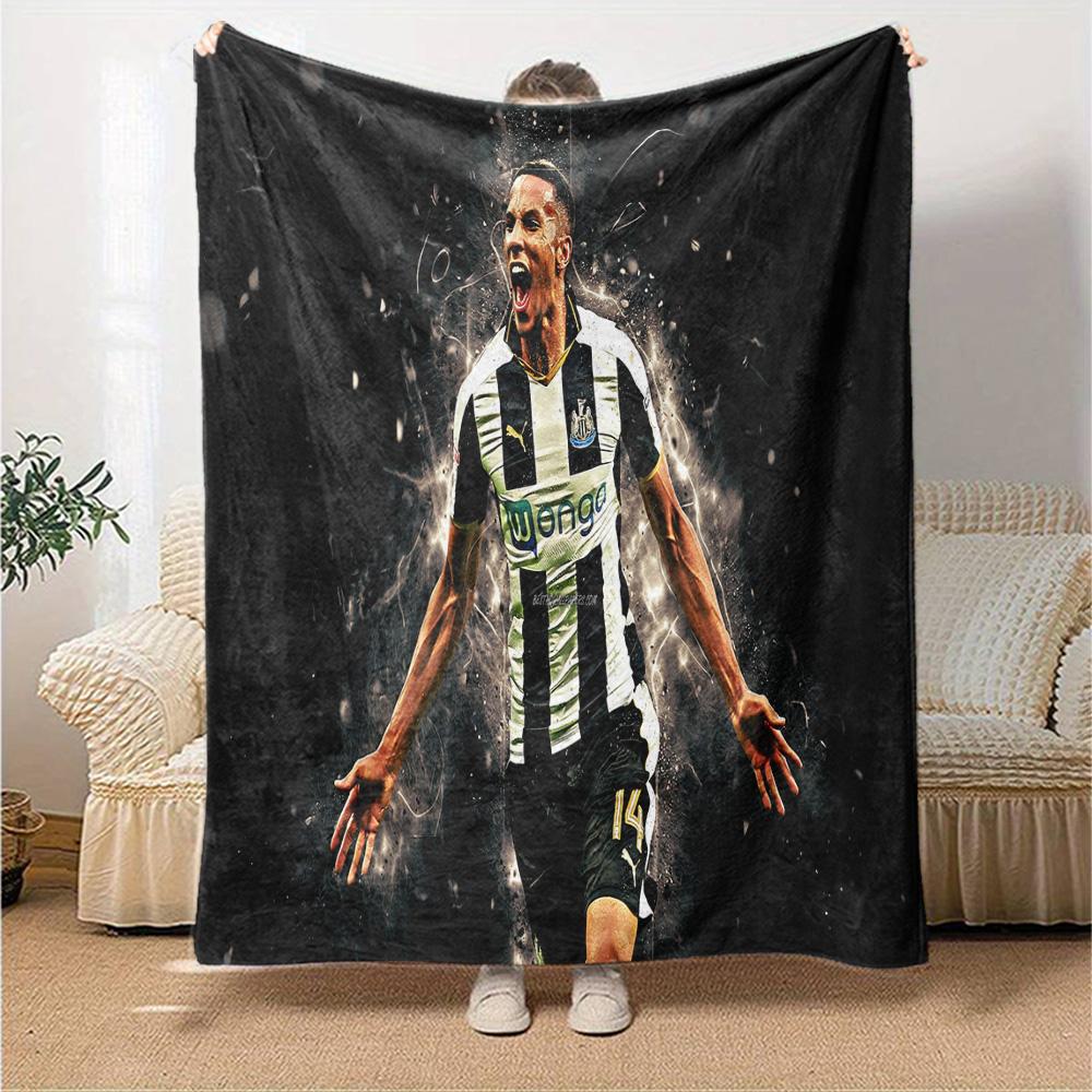 Dynamic Newcastle Football  Flannel Blanket, Soft Polyester, Modern Design, All-Season for Camping, Travel, Gifts for Holidays or Birthdays