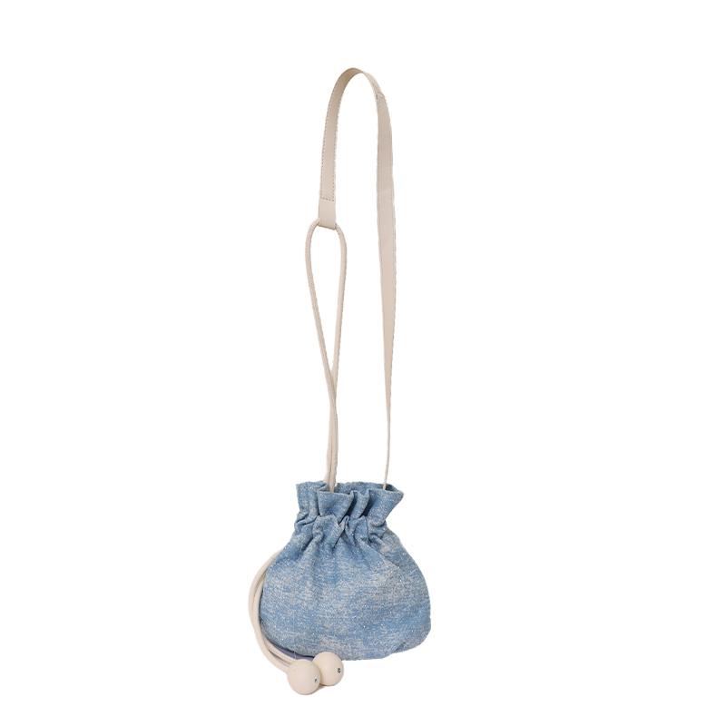 

Fashion Soft Fabric Shiny Glitter Denim Shoulder Bags Casual Light Mini Women s Crossbody Bags Youth Sweet Drawstring Bucket Bag