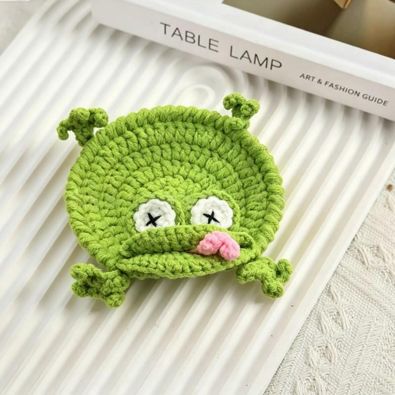 Crochet Coaster Handmade Animal Cup Coasters Hand Woven Placemat Heat Resistant Mug Mat Kitchen Home Decor