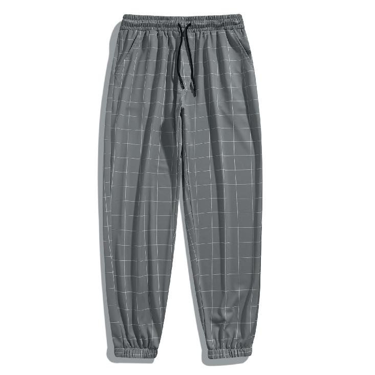 New Spring And Autumn Men'S Sports And Leisure Quick-Drying Plaid Pants Men Comfortable Solid Color Casual Pants Men