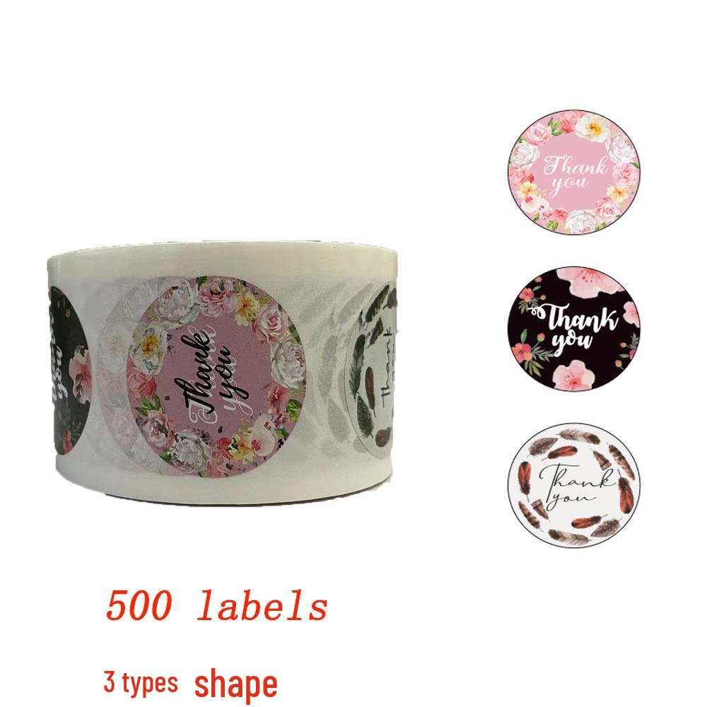 500 Kraft Paper Self-Adhesive Thank You Stickers for Baking Gifts Sealing Labels