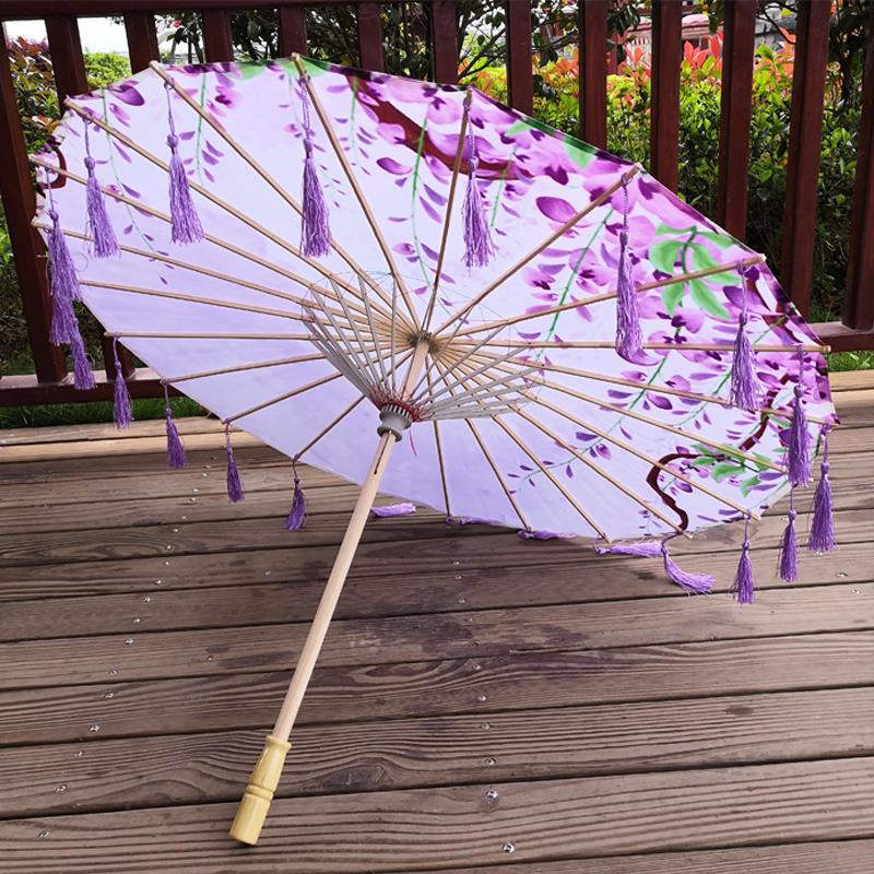 Traditional Hanfu Umbrella with Tassels for Women's Costumes and Children's Photoshoots