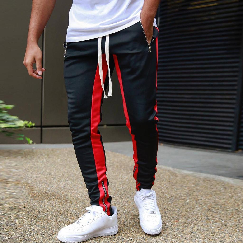 Spring And Autumn Sports Fitness Solid Color Trousers Men's Loose Running Casual Large Size Sweatpants Cotton
