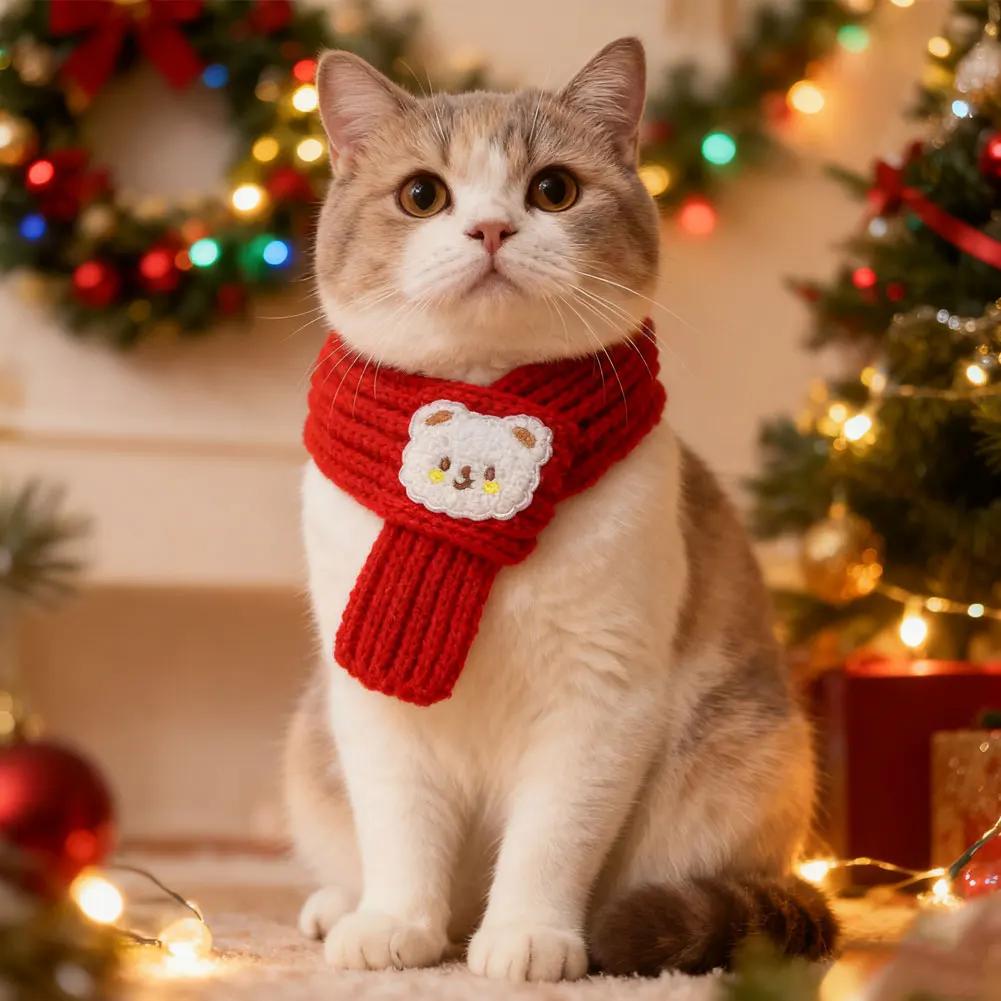 Poodle Yorkshire Scarves Mascotas Products Winter Warm Puppy Dog Cat Scarf Christmas Cute Pet Accessories for Small Medium Dogs