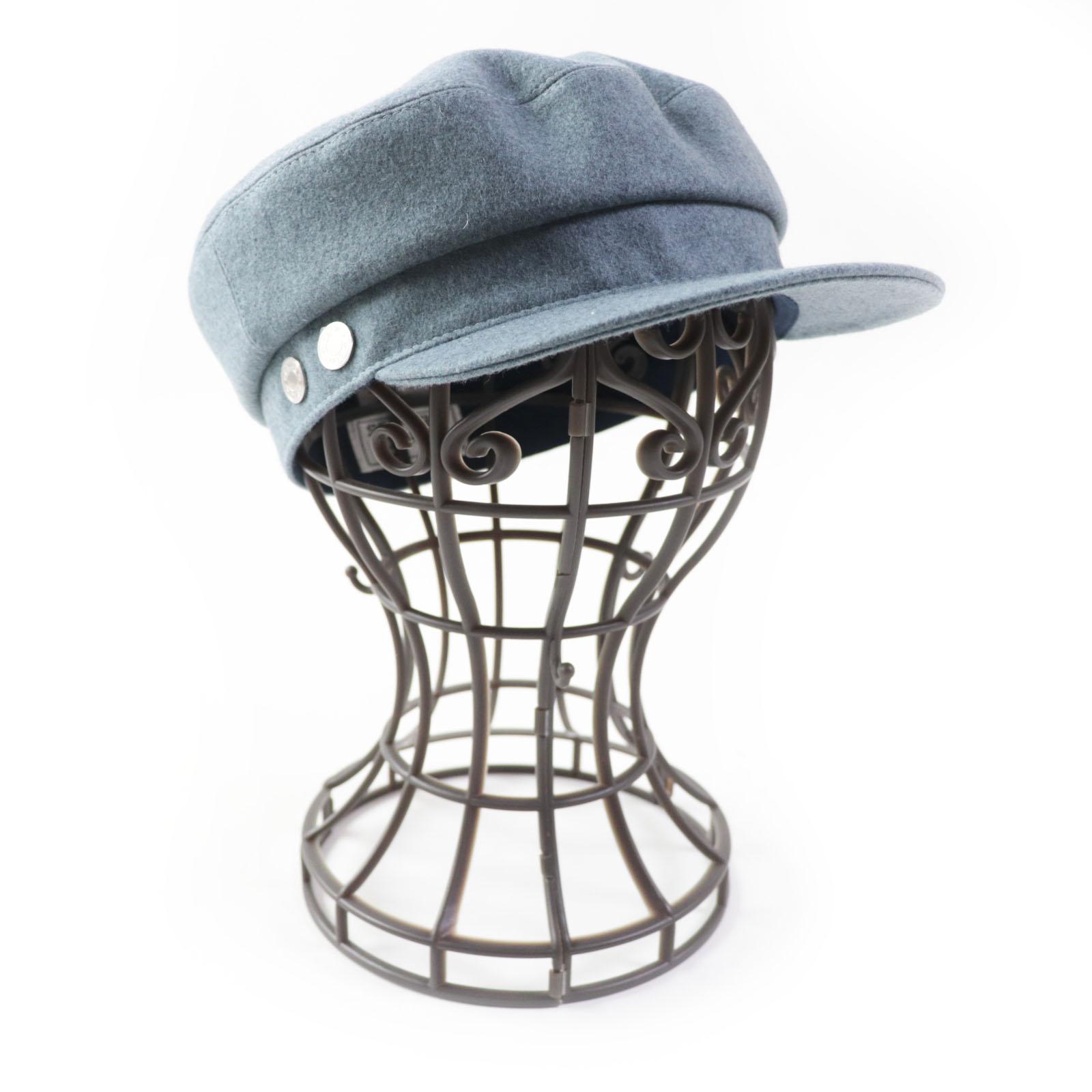 

Pristine HERMES Casquette Dauville With serie buttons blue cashmere Women 57 Used