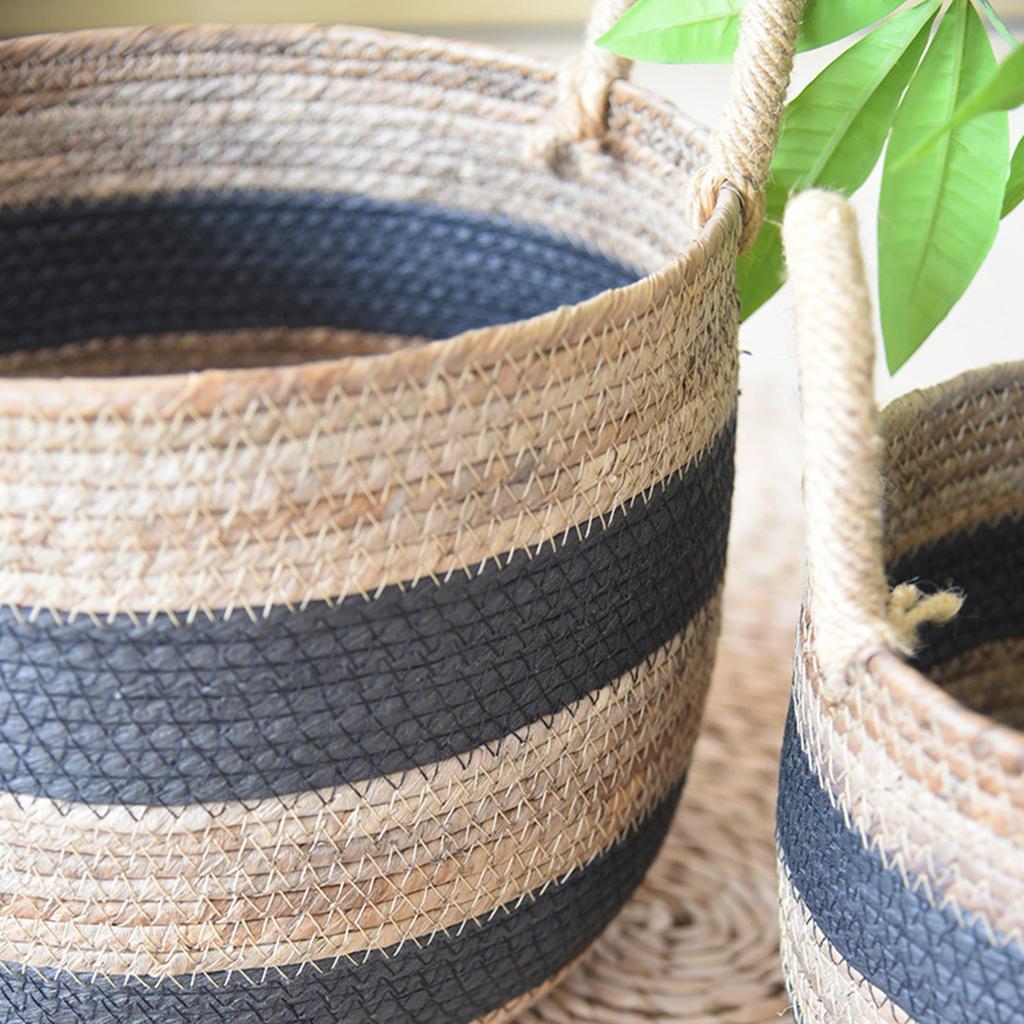 Functiaonl Woven Plant Basket Stable Flower Planter Decorative Pots Cover and Closet Storage Bin for Home or Office