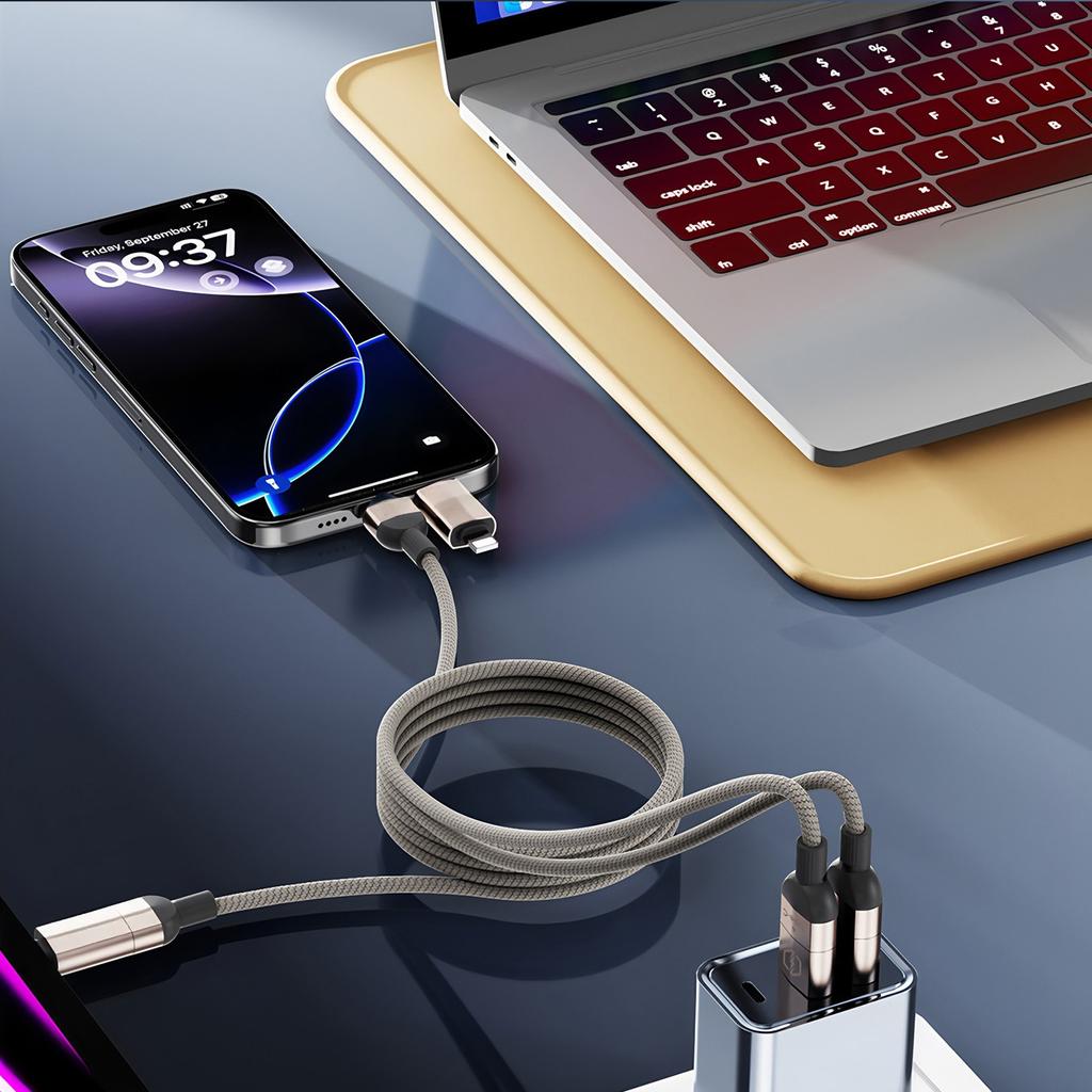 4-in-1 PD Magnetische Saugung 1M USB C Kabel - Schnelllade Anti-Verwicklungs Typ-C Kabel für iPhone/Xiaomi/HUAWEI/Samsung