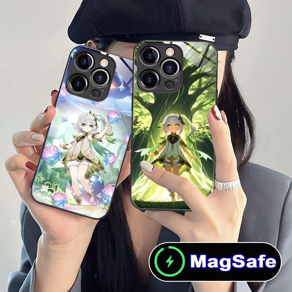 Genshin Impact Nahida Phone Case for iPhone 16 15 14 13 12 11 Pro Max Plus Mini MagSafe Glass Colour Printing Pretty Smartphone