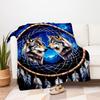 Dream Catcher with Wolves - Handmade Native American DecorBlanket Flannel Throw Blanket for Sofa, Bed, Travel, Camping, Office, Couch, Chair