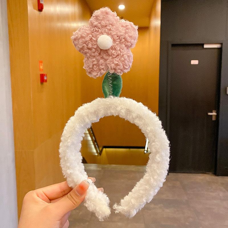 

Face Wash Hairband Korean Version Spring Flower Headband Hair Accessories for Women Headwear Small Fleece Cute Hair Bands