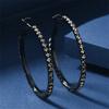 Exaggerated Sparkly Rhinestone Hoop Geometric Earrings Hook for Women Big Round Pierced Earrings Wedding Party Jewelry Gifts