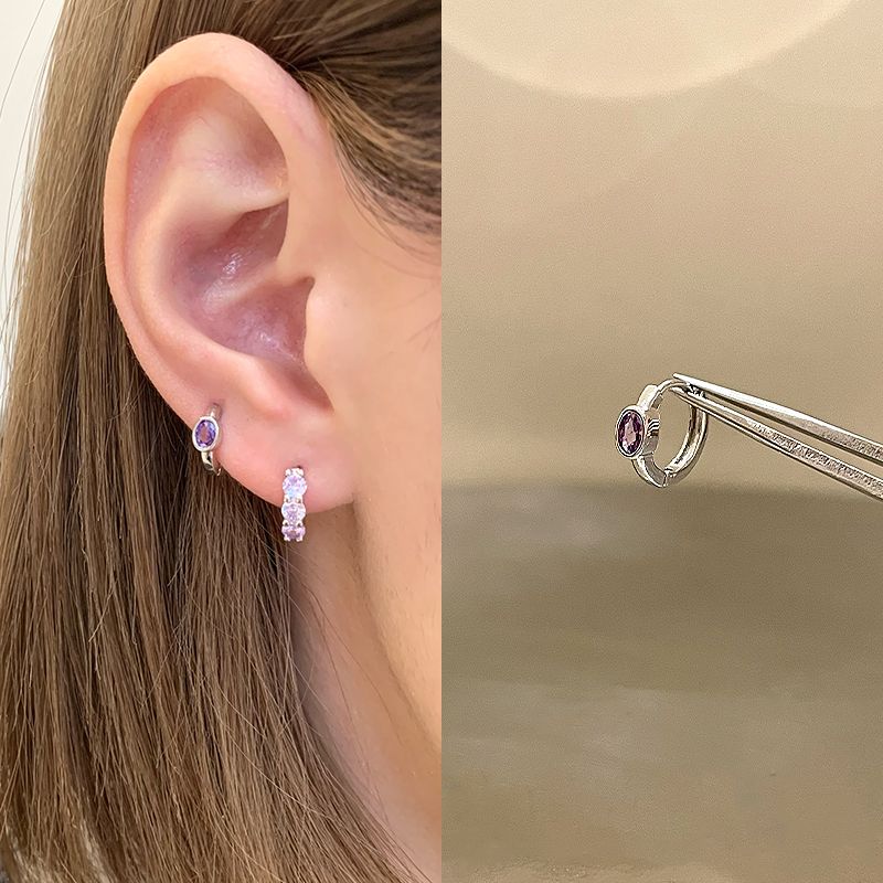 

Двойной пирсинг ушей Кольцо Кольцо Магазин Серьга Капля для уха Маленький гвоздик для козелка уха Вспышка Стерлинговое серебро Серьги-гвоздики Фиолетовые серьги Клипса для уха